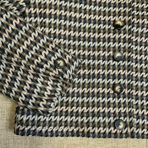 Evan Picone vtg union made wool button front blazer ivory brown suit Sz 10 - Picture 9 of 11